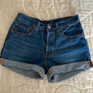 Levi’s 501 shorts, EUC, dark blue wash